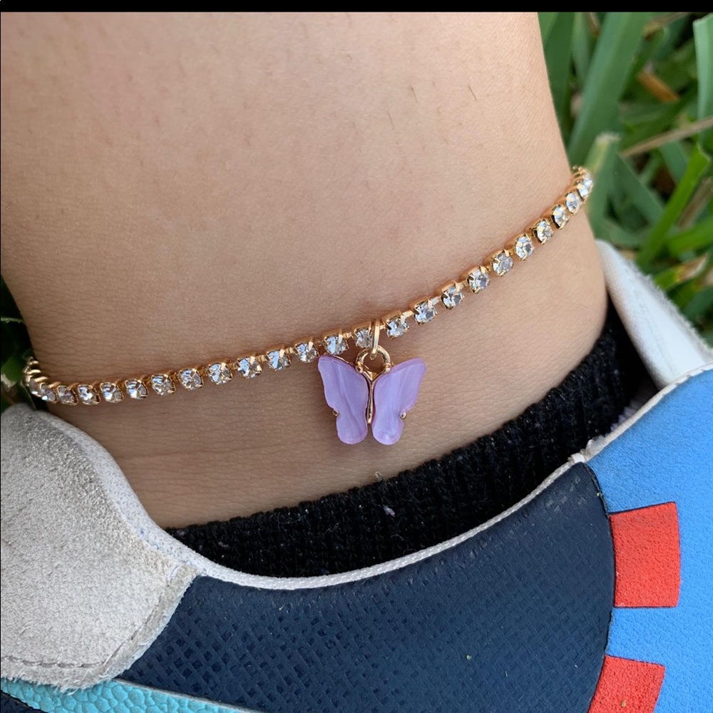 purple butterfly tennis anklet bracelet🦋